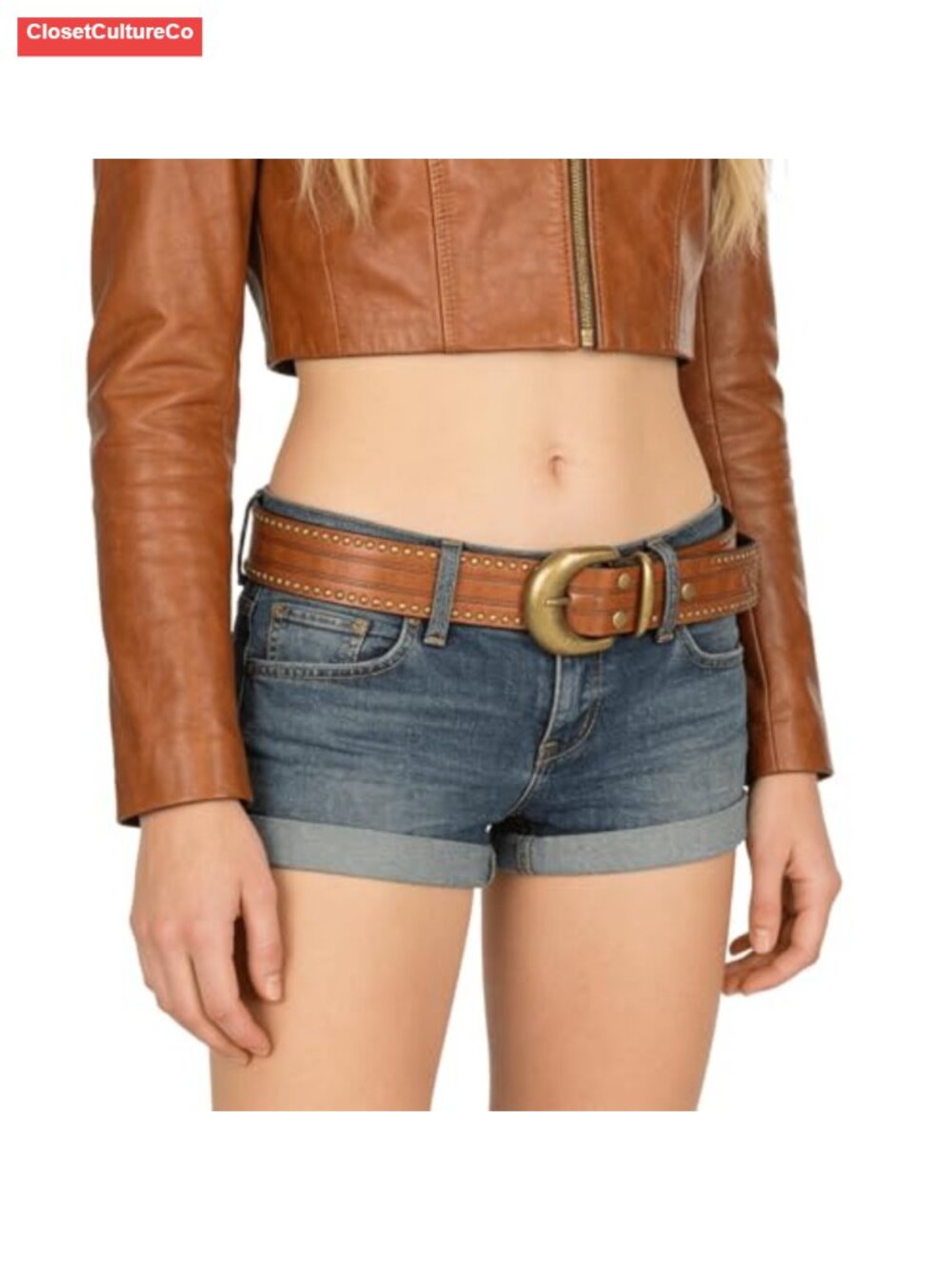 Western PU Leather Belt Women Adjustable Semicircle Buckle